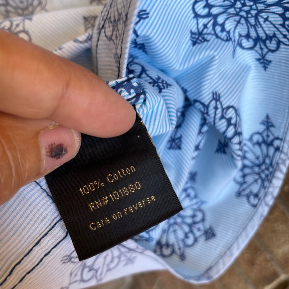 Helix Blue Athletic Fit Patterned Button-Up Shirt Size Large - Picture 5 of 6